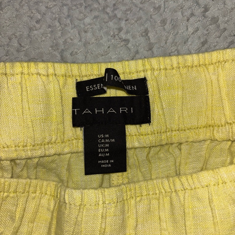Yellow Wide-Leg Pants 100% Linen - Picture 3 of 3